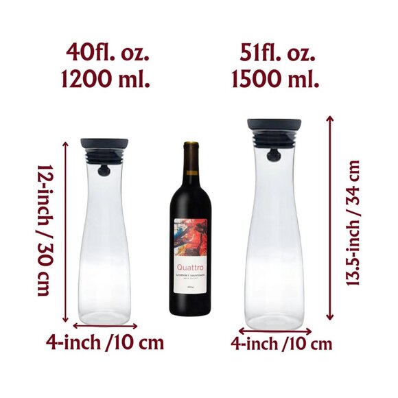 Handblown Glass Carafe with Lid – Borosilicate 50oz Water Pitcher, Fruit Infuser - Picture 11 of 13